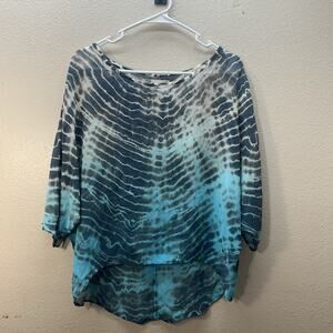 Gypsy05 Sz S Sheer Tie Dye 100% Silk Festival Fairy Boho Beach Dolman Sleeve Top